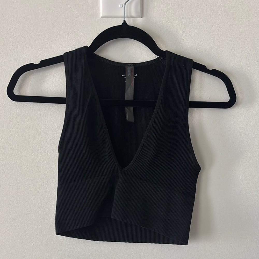 Urban Outfitters Black Fitted Sleeveless Crop Tank